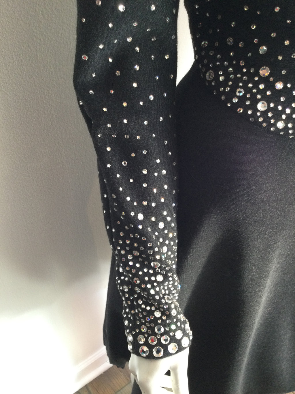 1980's Pauline Trigère Rhinestone Studded Cashmere/Wool blend  Cocktail Dress size 9/10