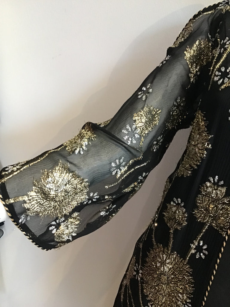 1960s Black and metallic gold thread embroidery  Persian Cocktail Ensemble