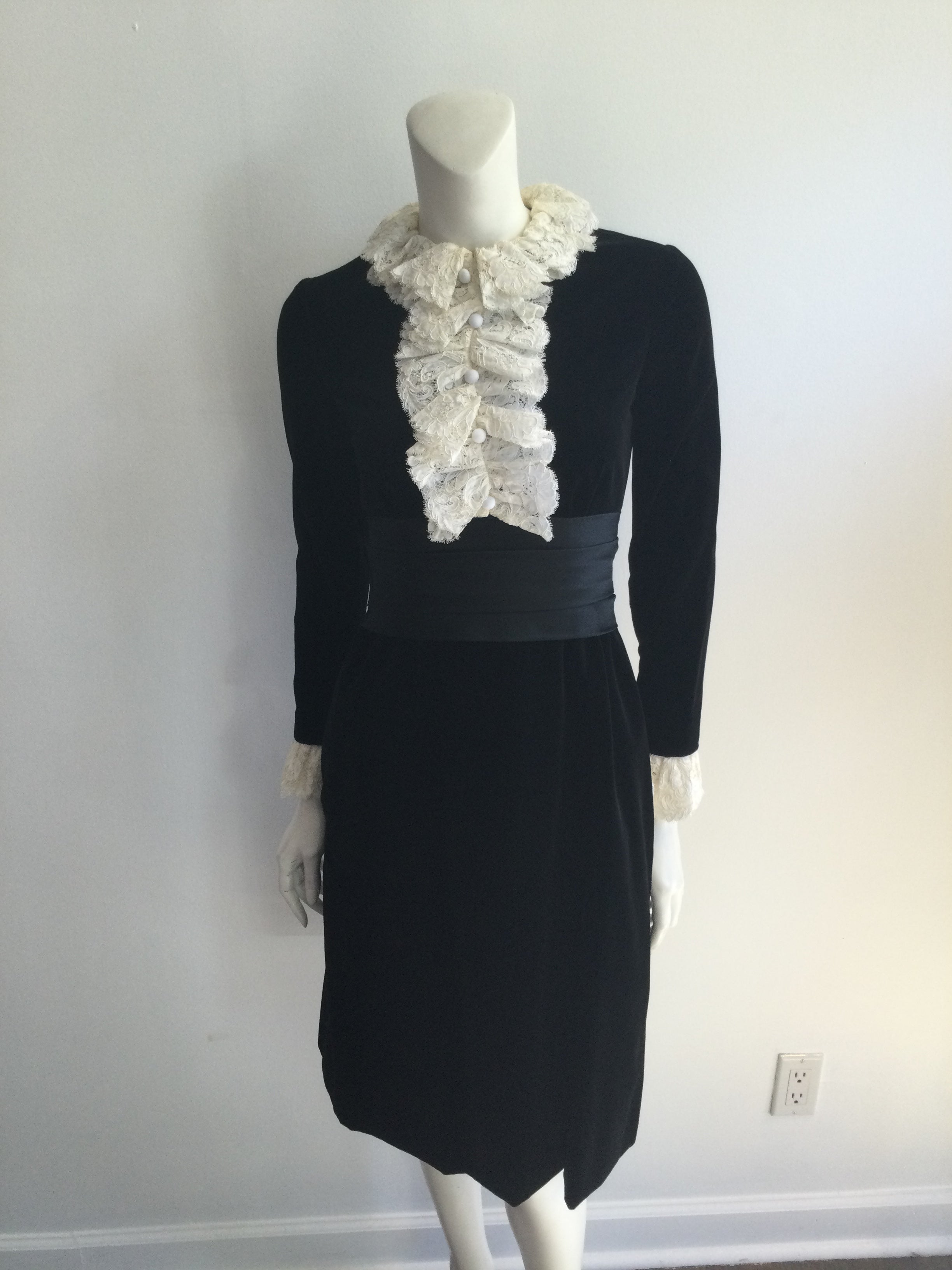 vintage 1960s dominic rompollo black velvet cocktail dress 