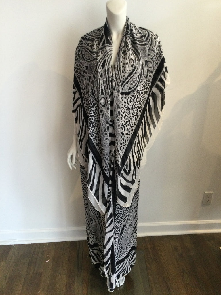 Lloius Feraud two piece silk chiffon paisely print dress and shawl