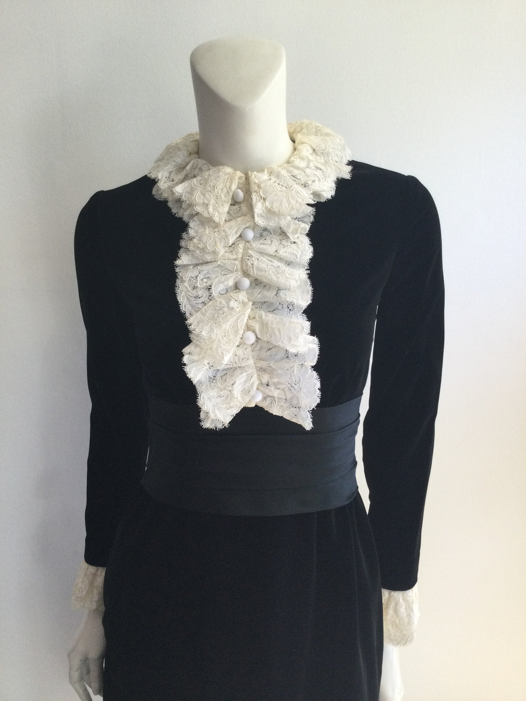 1960s Dominic Rompollo Black Velvet  Cocktail Dress-2/4