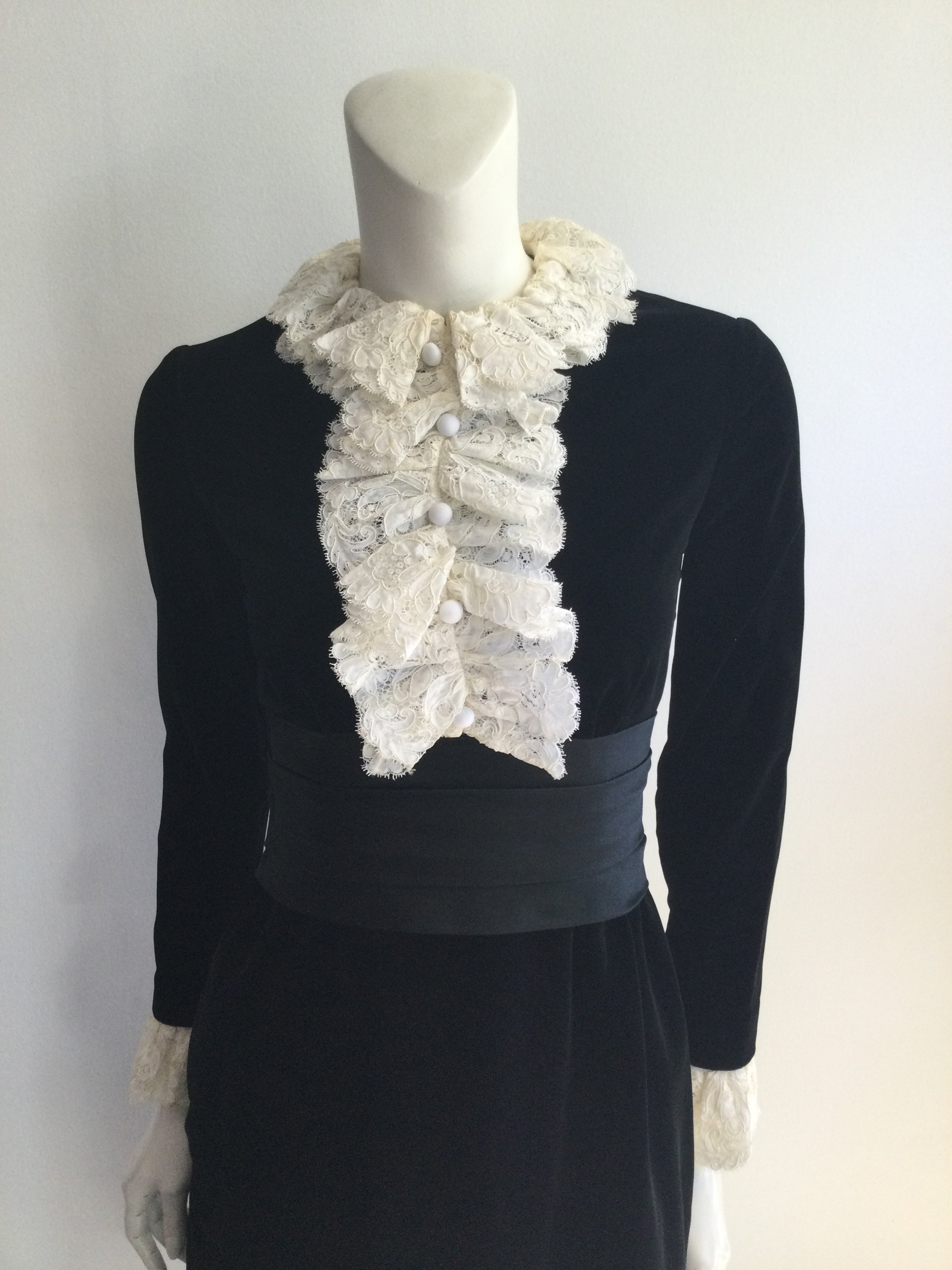 1960s Dominic Rompollo Black Velvet  Cocktail Dress-2/4