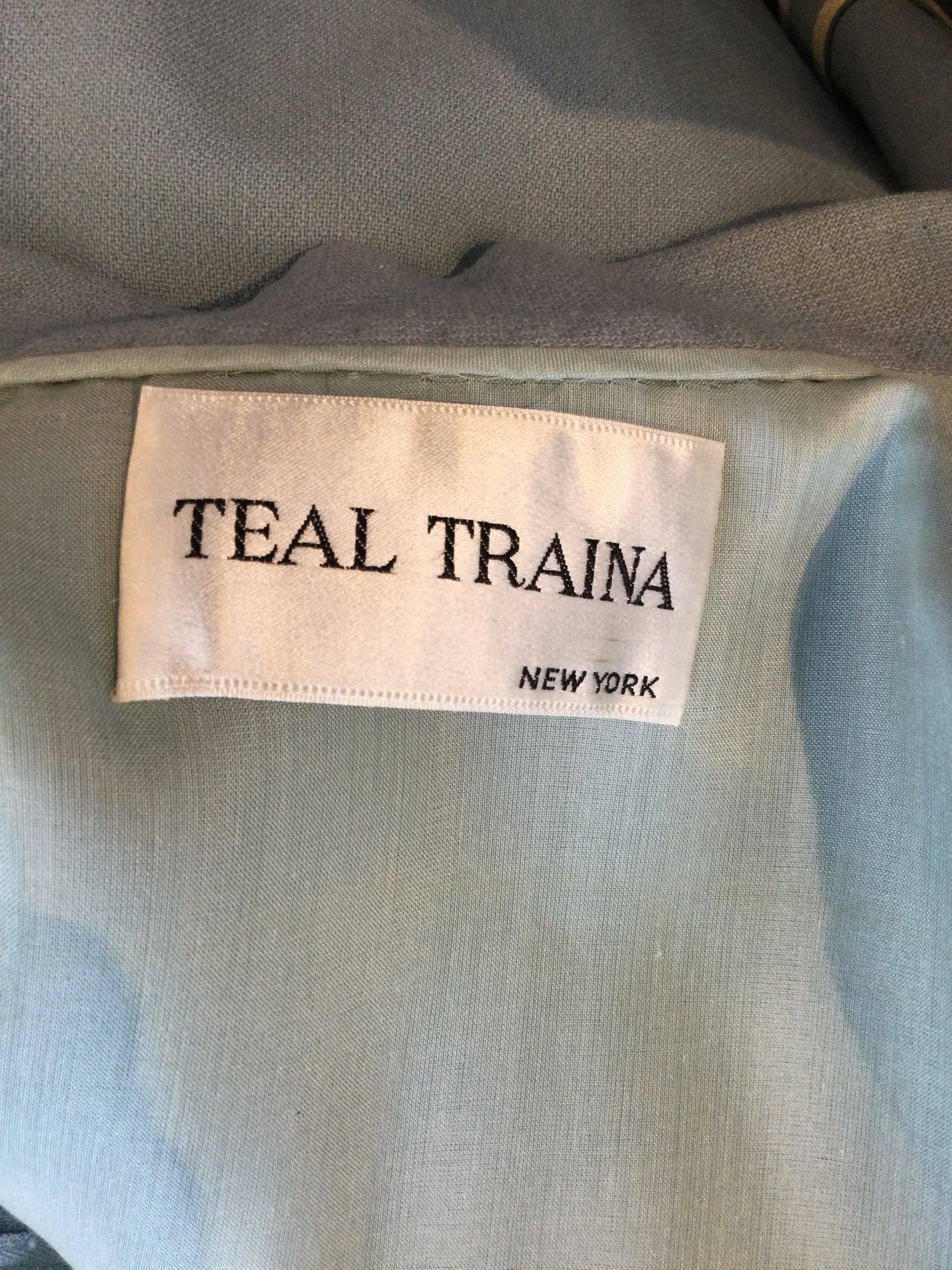 1960s Teal Traina Slate  Blue Wool Day Dress-size 6