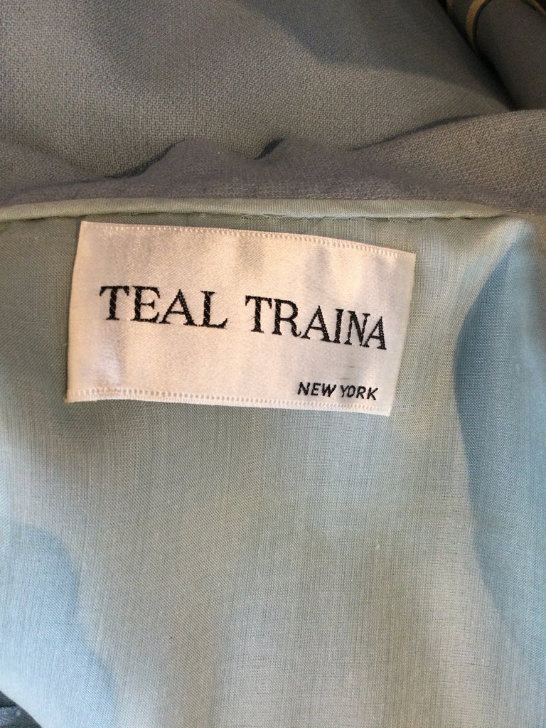 1960s Teal Traina Blue Wool Day Dress