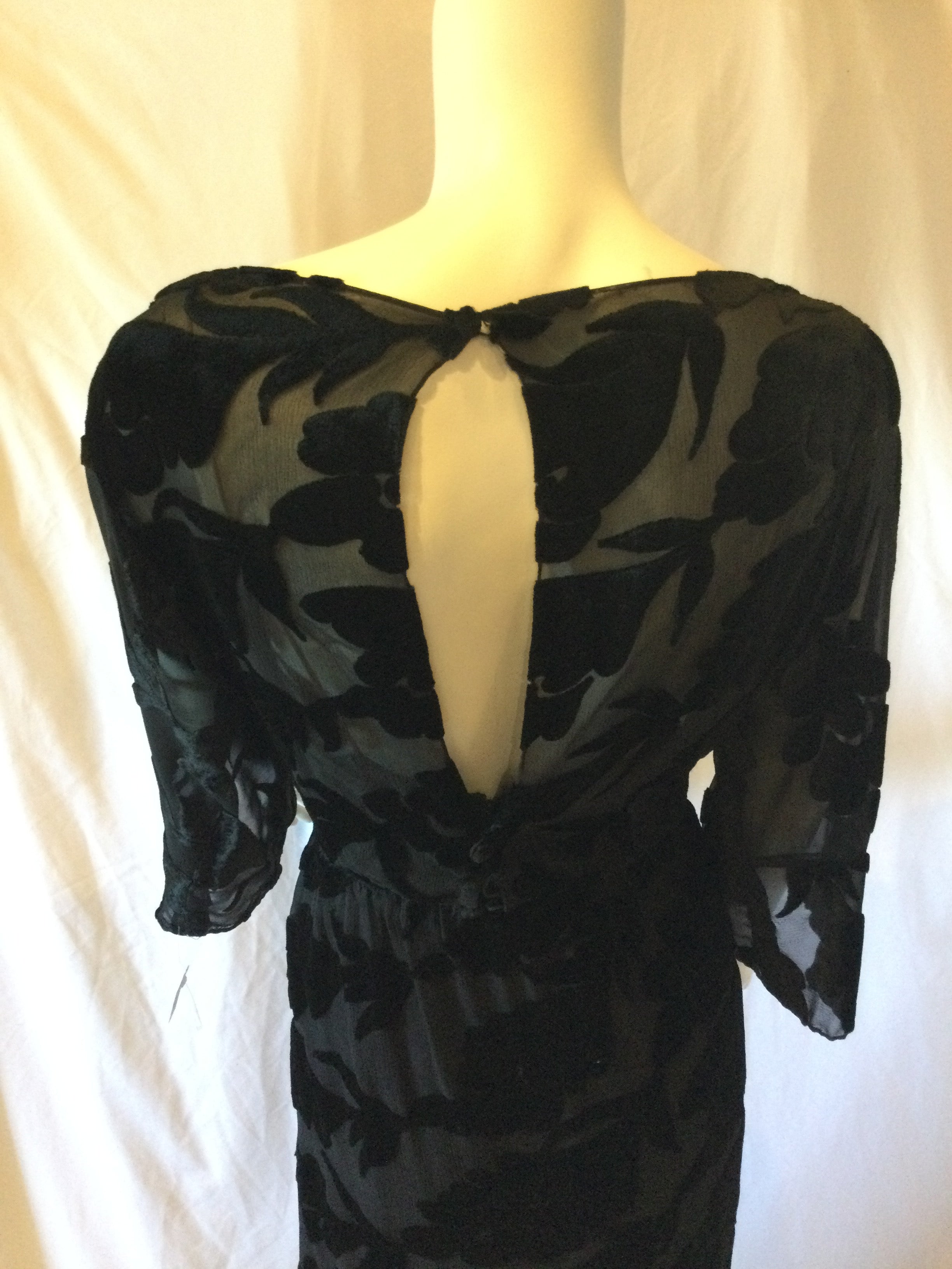 1980's Black Velvet Evening Gown-size 8
