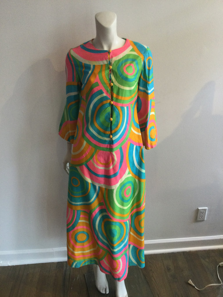 1960s Gigette Multicolored Maxi Dress