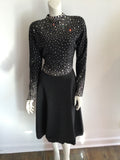1980s Pauline Trigere Rhinestone Studded Cashmere/wool blend Cocktail dress