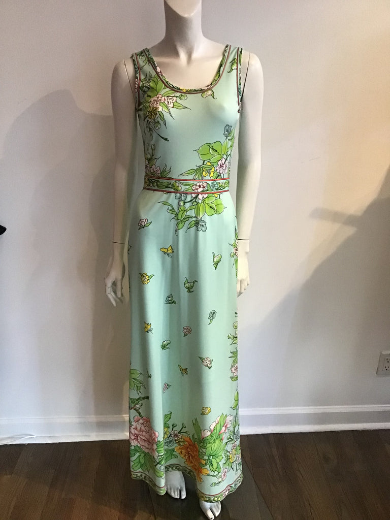 1960's" Maurice" Two piece Mint Floral  Polyester Ensemble size 8-10