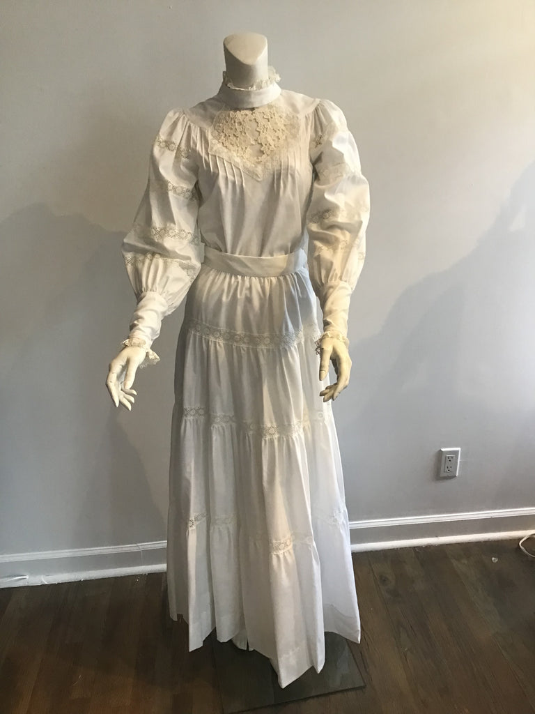 vintage 1970s brenner couture tow piece victorian style dress