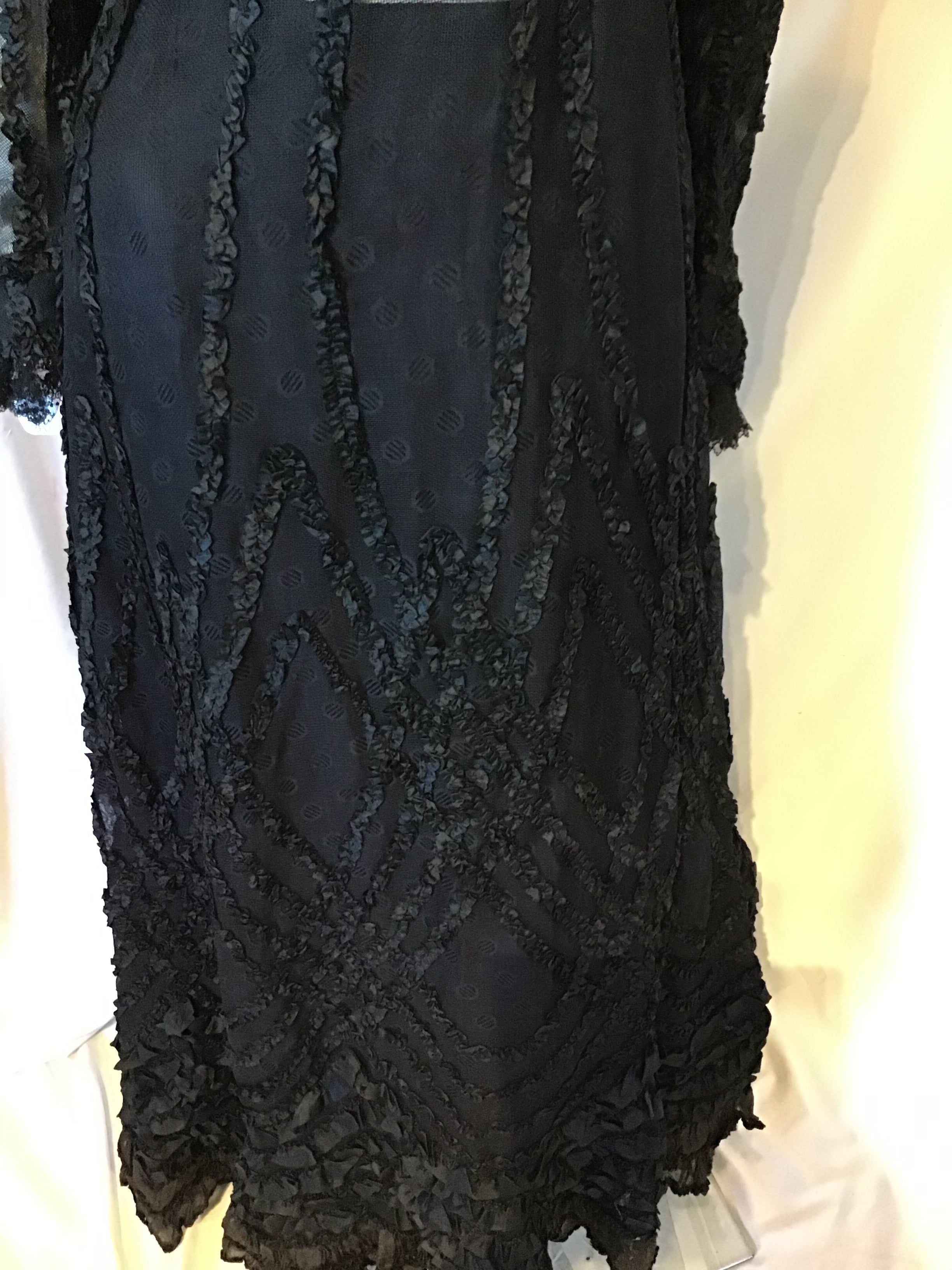1900s Victorian Black Ribbon and net dress