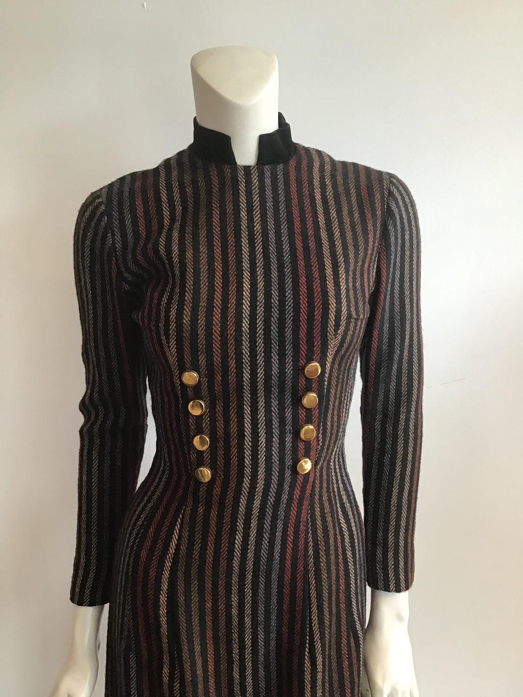 1950's Anne Fogerty Wool Striped Wiggle Dress size 4