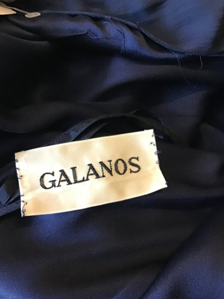 1960s Galanos Navy Chiffon One Shoulder Evening Gown