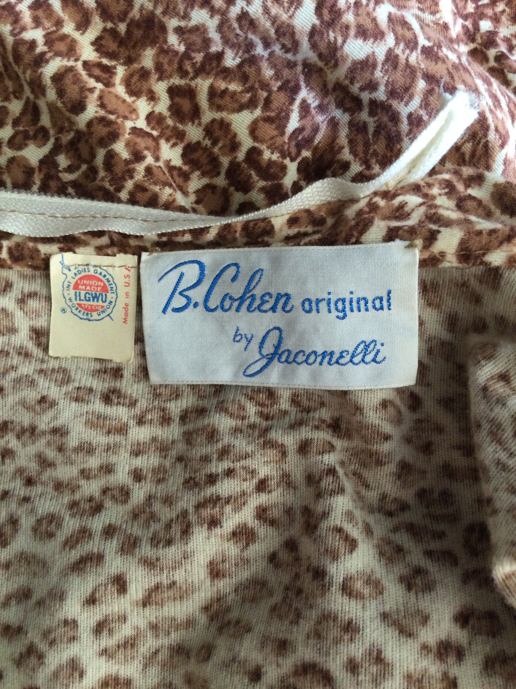 1970s B.Cohen by Jaconelli Cotton Leopard Print Jumpsuit Size 4