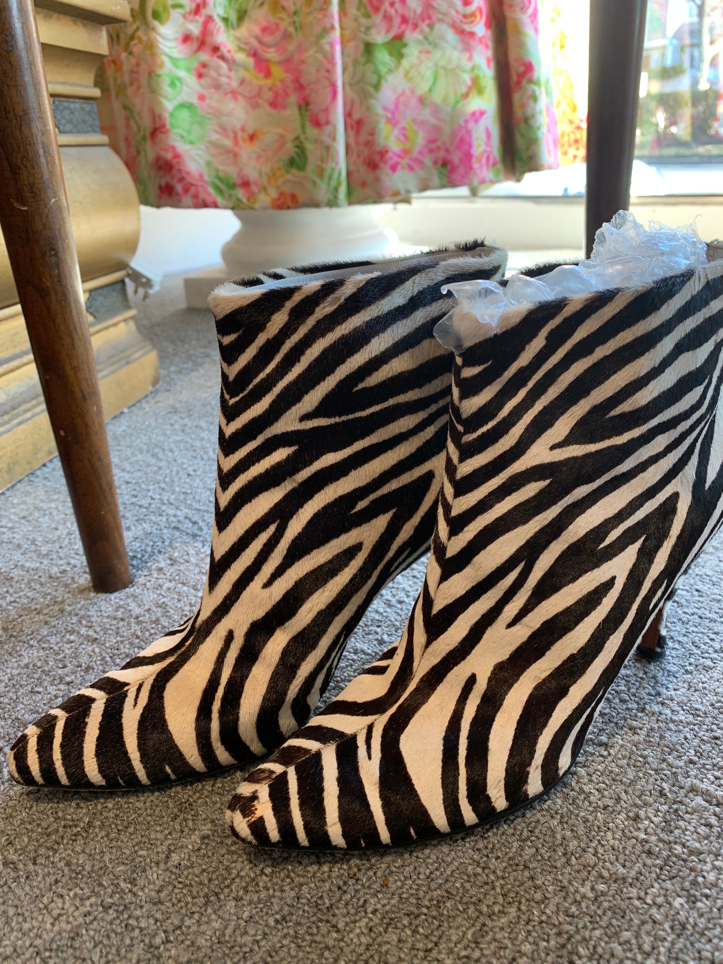 Zebra Print Heeled Booties