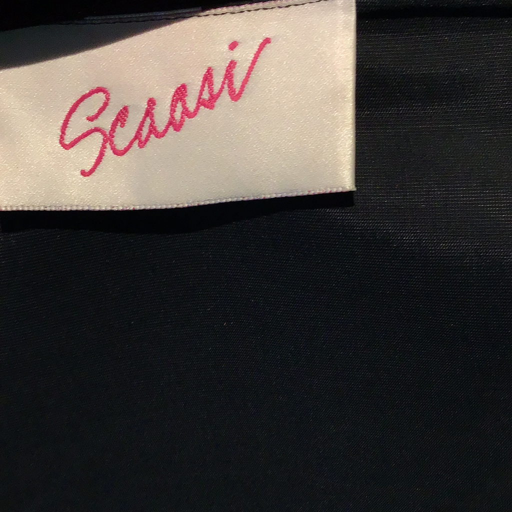 1980's Scaasi Multicolor floral printed Black velvet Jacket size 6/8