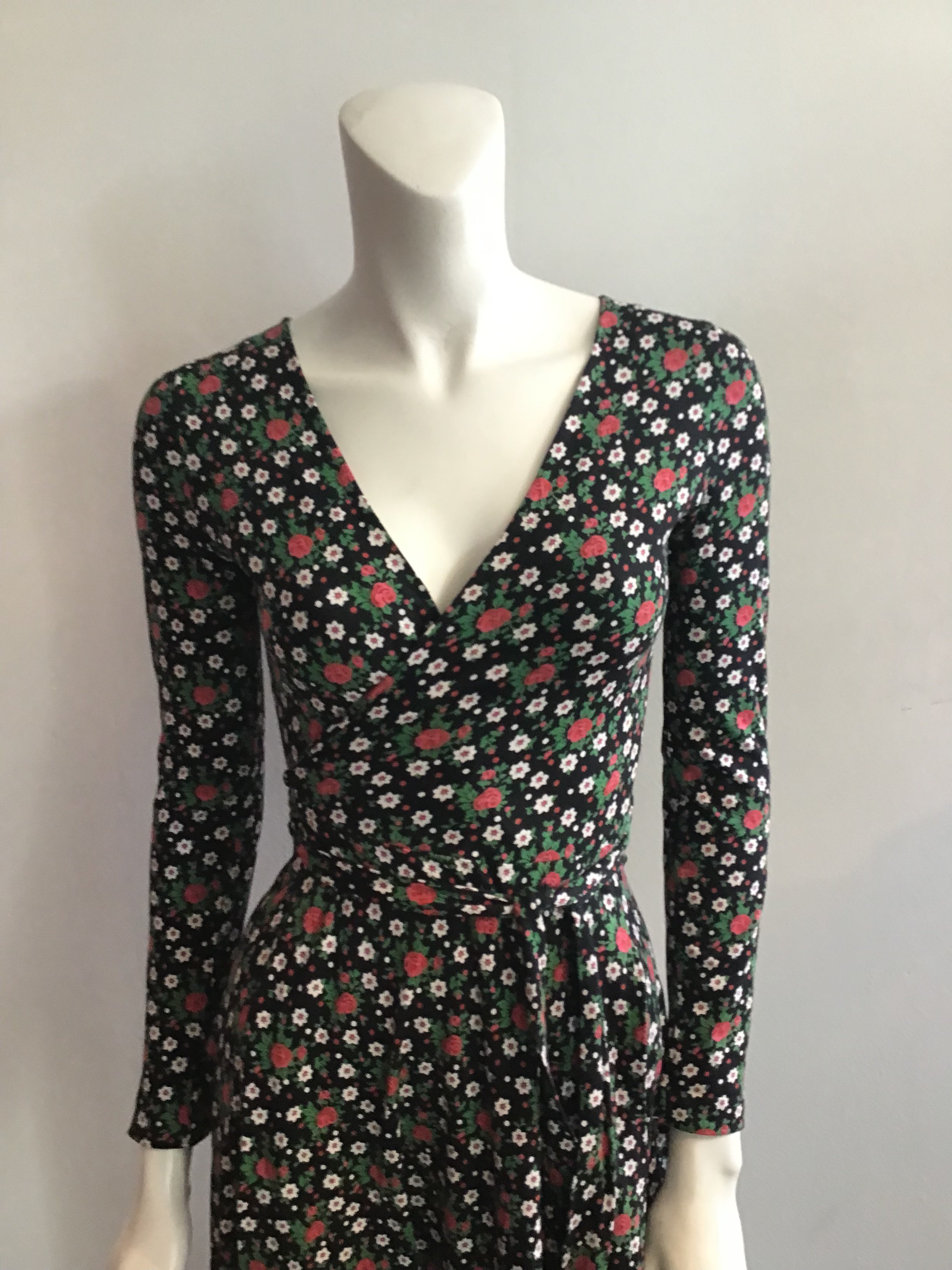 1970's Diane Von Fürstenberg Long Cotton/Rayon Floral Wrap Dress-6