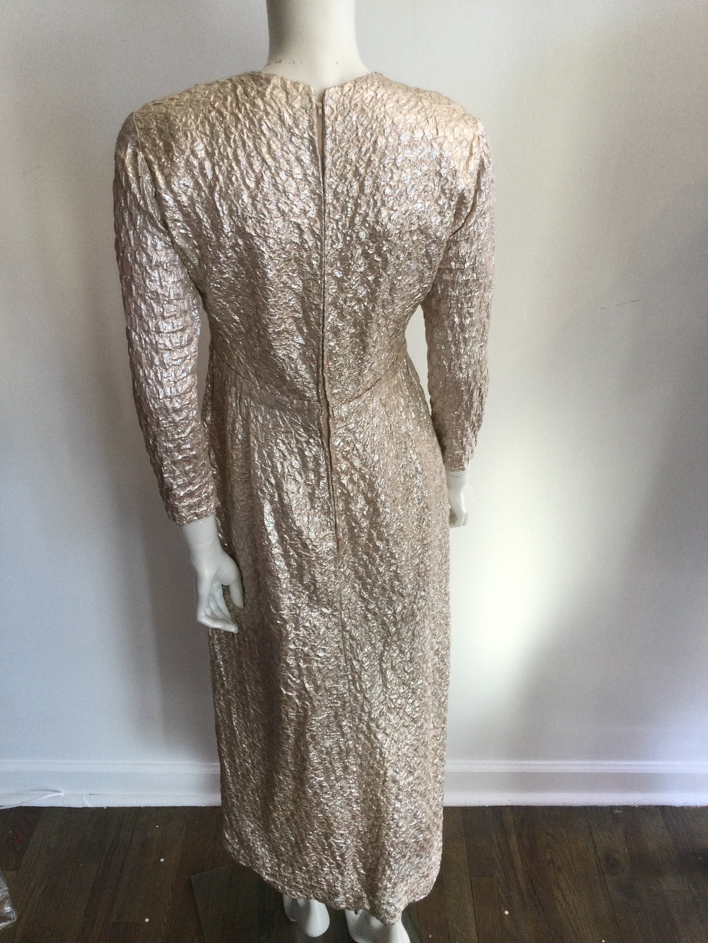 60s Metallic Pink Evening Dress