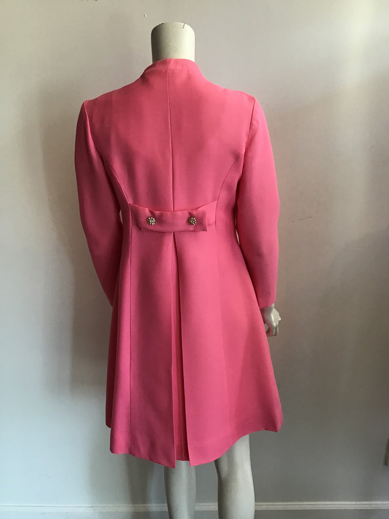 1960's Bright Pink Silk Faille Dress with Coat size 8