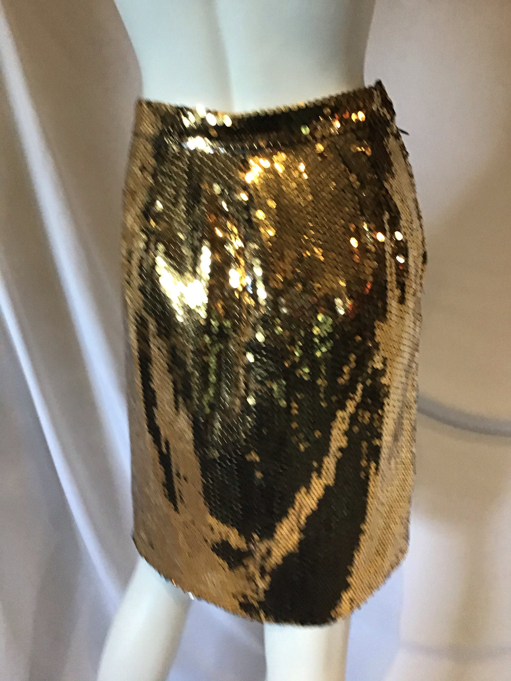 1990s Vintage Gold Sequin Skirt-6