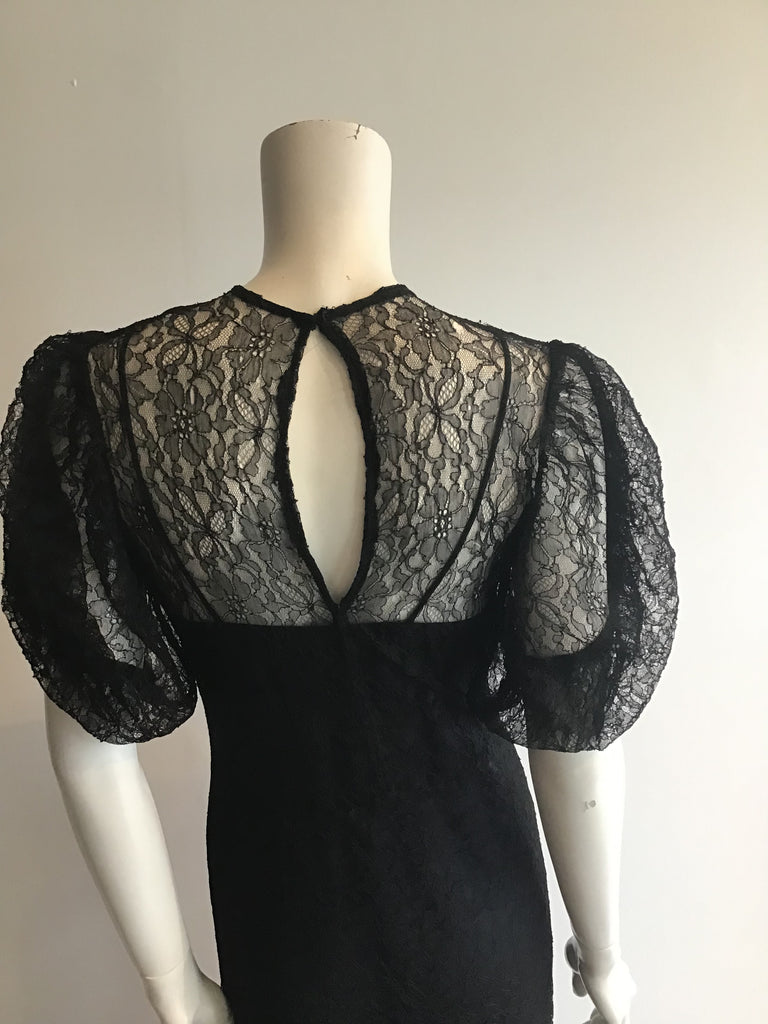 1930s Black Lace Evening Gown size 6