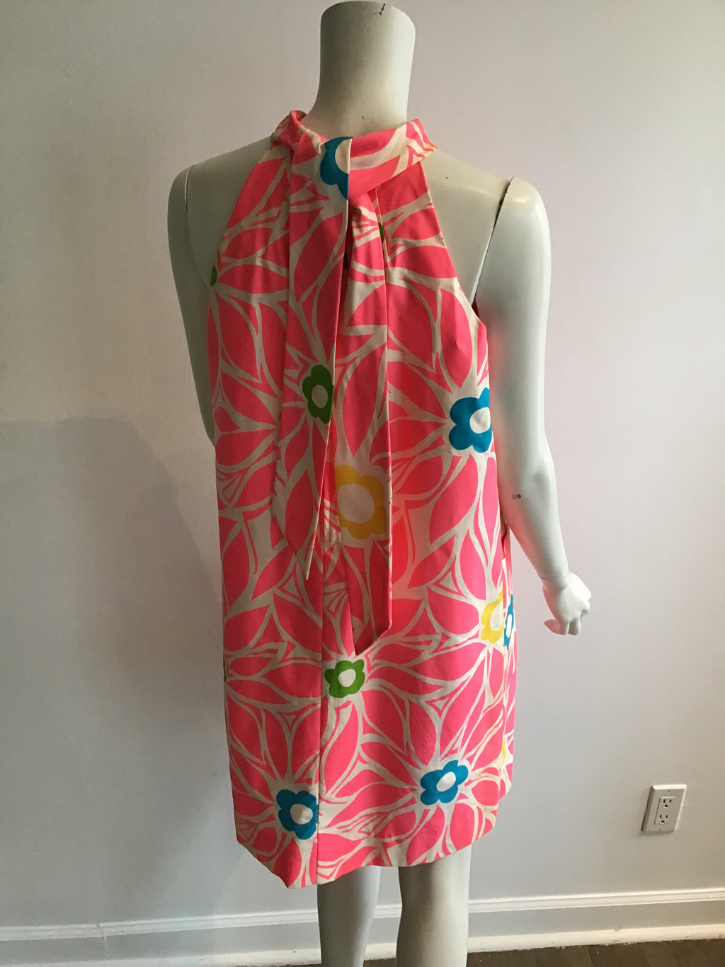 1960's Nalii  Pink Hawaiian Cotton Printed dress-size 8-10