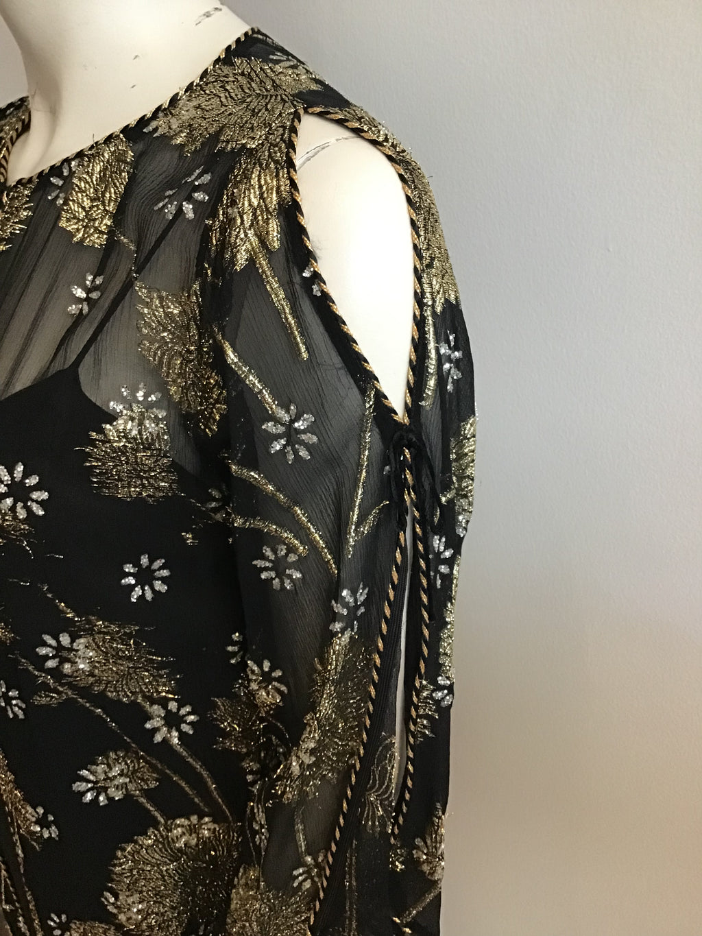 1960s Black and metallic gold thread embroidery  Persian Cocktail Ensemble