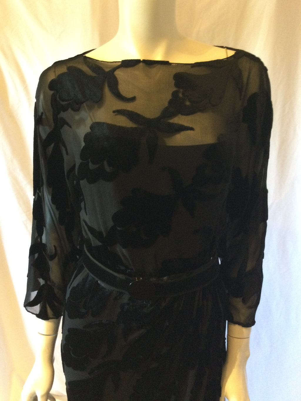 1980's Black Velvet Evening Gown-size 8
