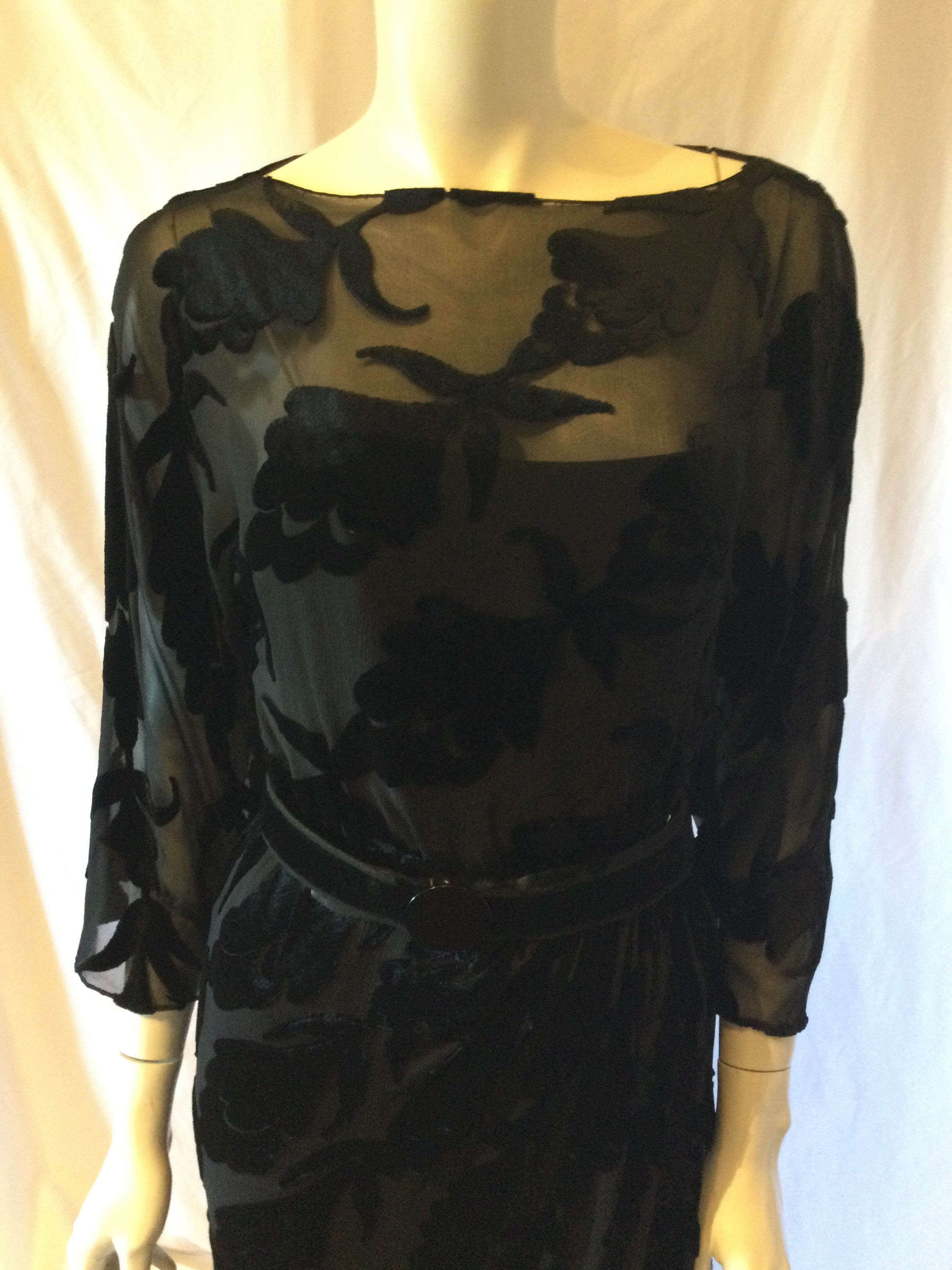 1980's Black Velvet Evening Gown-size 8
