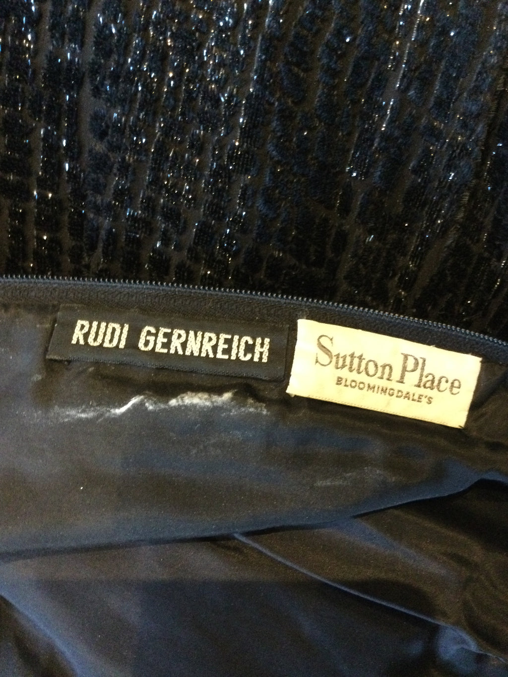 1960's Rudi Gernreich Black Flocked Velvet Cocktail Dress-size8
