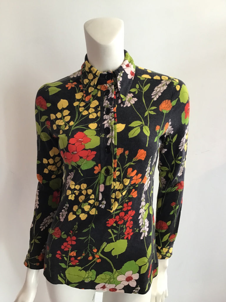 1970s Anne Klein floral shirt