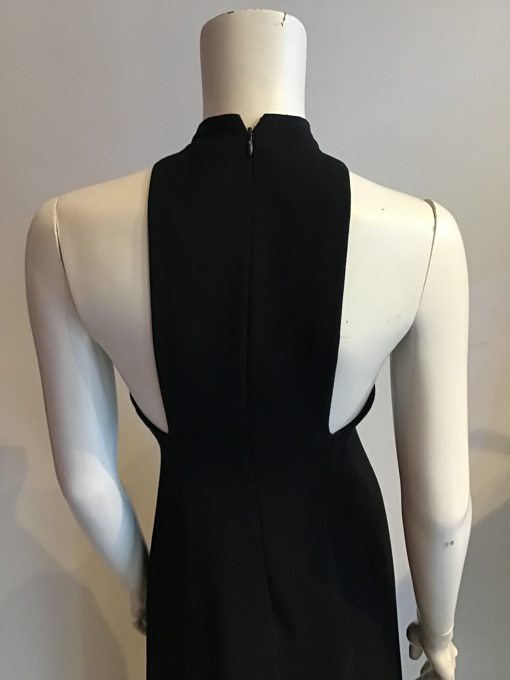 1960s Donald Brooks Black Wool blend Crepe Gown with Overlay Capelet -Size 6