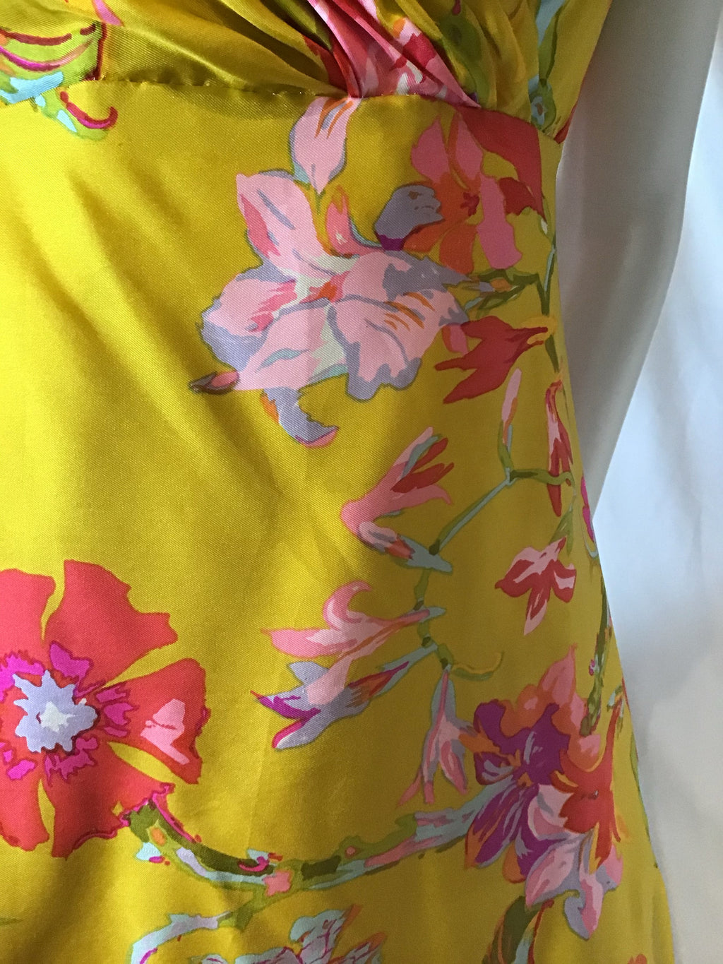 1990's Silk Yellow  Floral Ballgown size 2-4