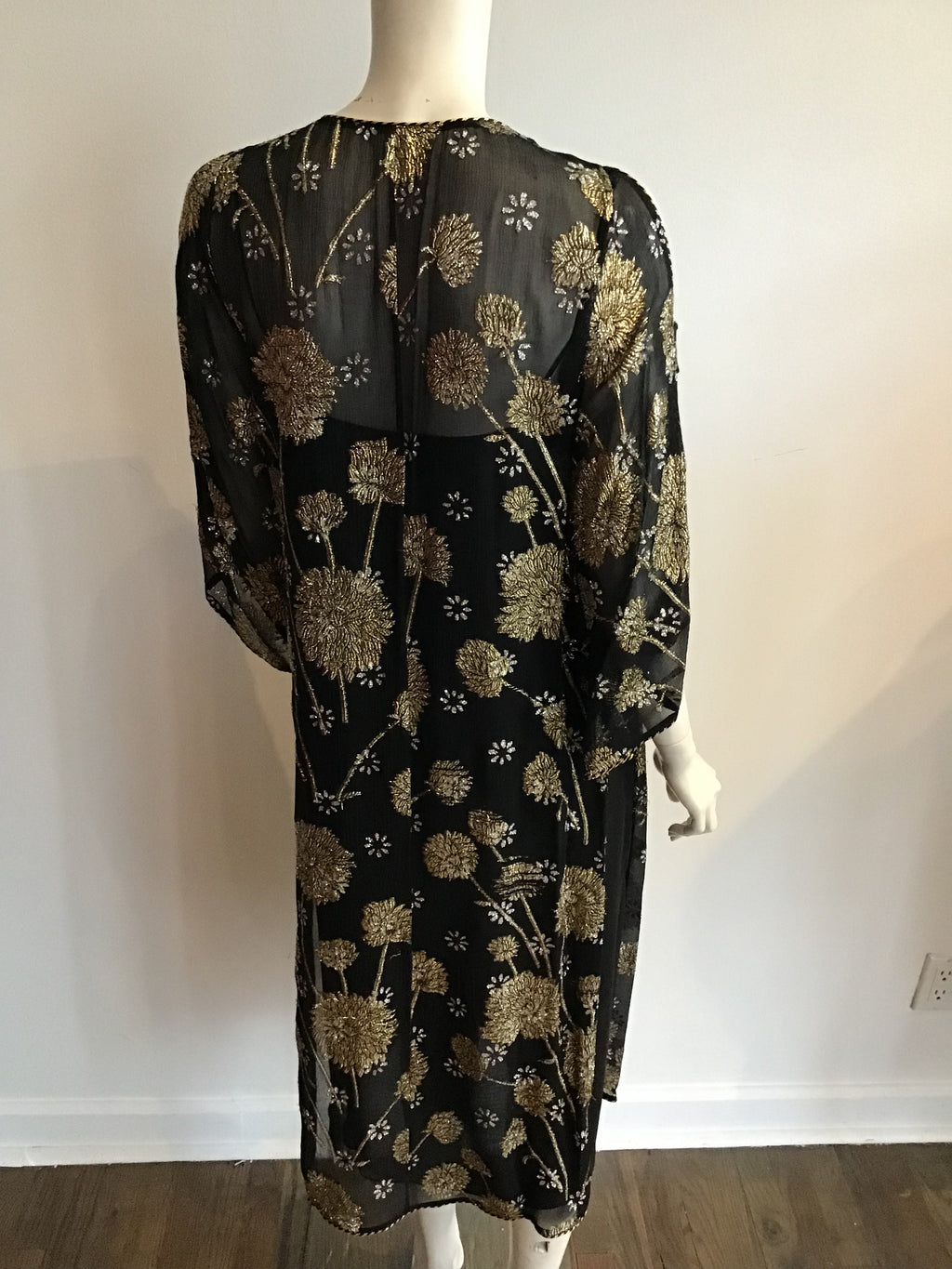 1960s Black and metallic gold thread embroidery  Persian Cocktail Ensemble