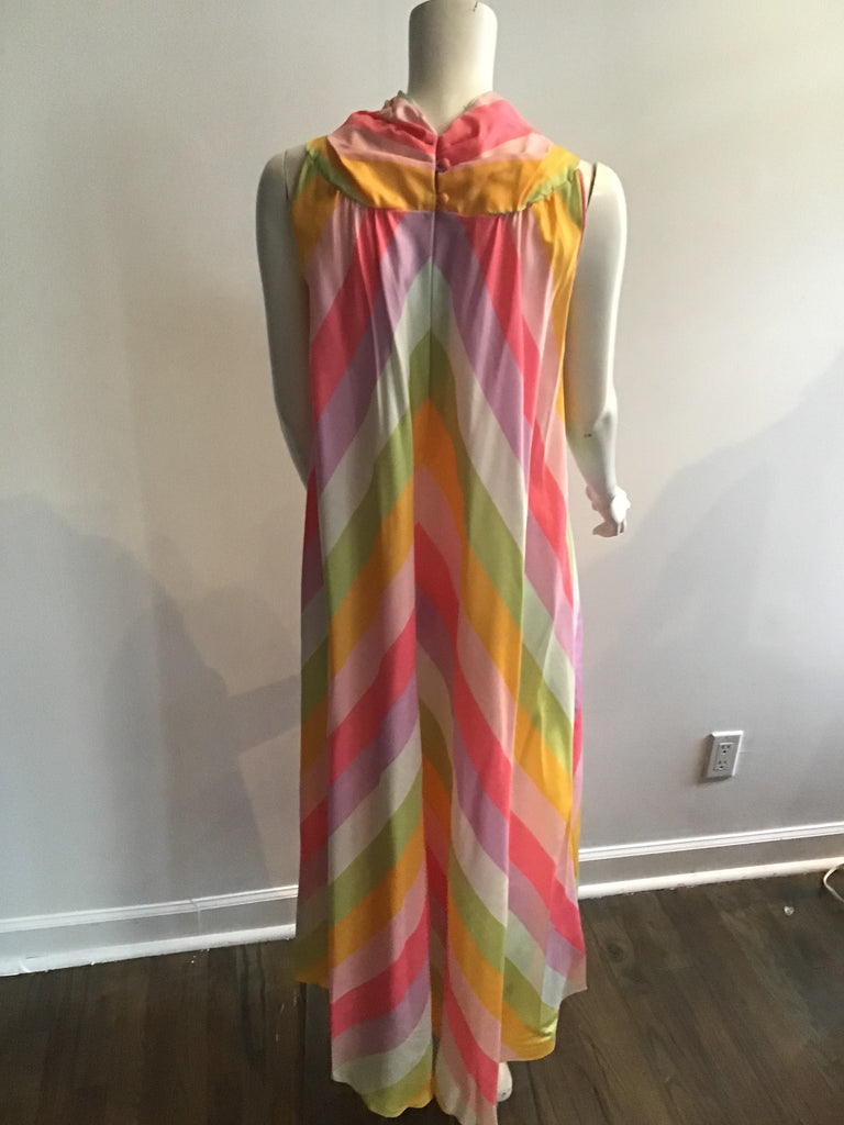1960s Shantung Silk Striped Evening dress