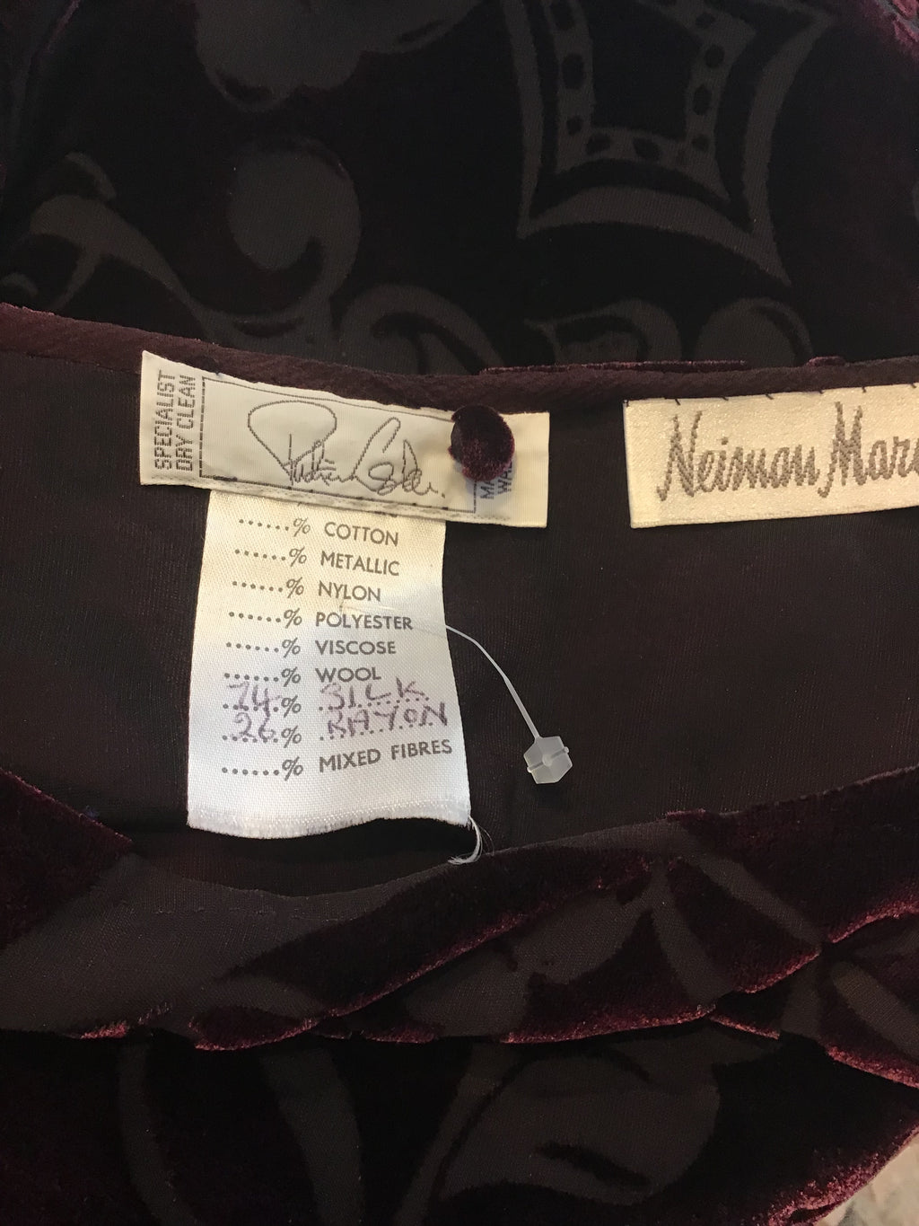 1980's Patricia Lester Deep Cranberry Acid Velvet Evening Gown Size 10/11