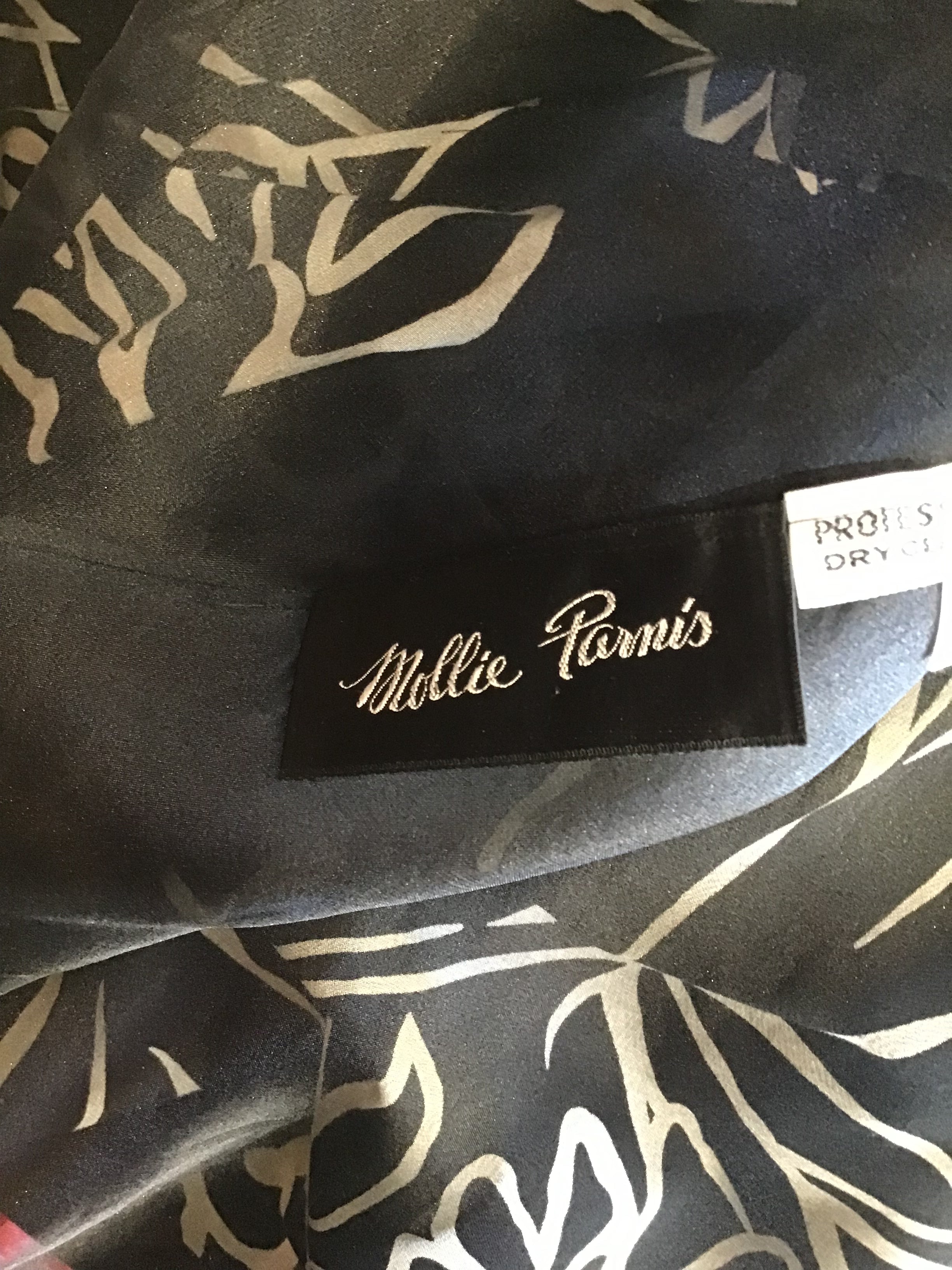 1980's Mollie Parnis Cotton Blend Black and White Cocktail Dress Size 6
