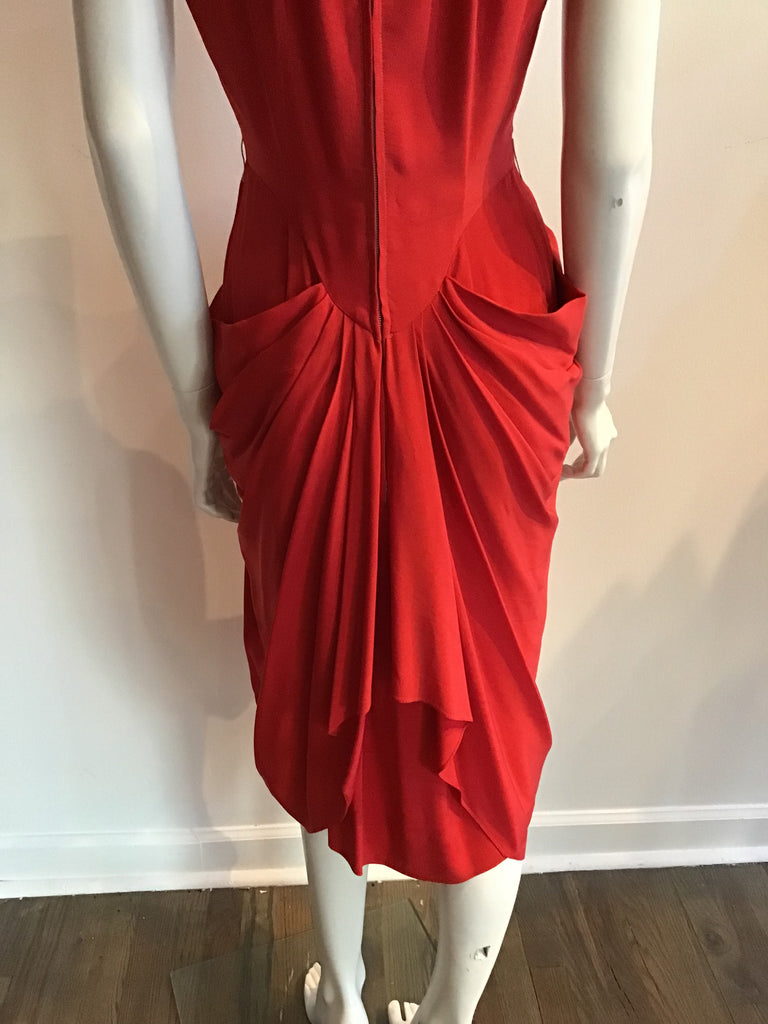 Vintage 40s Red Crepe Cocktail Dress