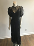 1930s Black Lace Evening Gown size 6