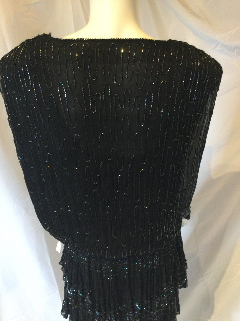 1980's Black Beaded Cocktail Dress 6
