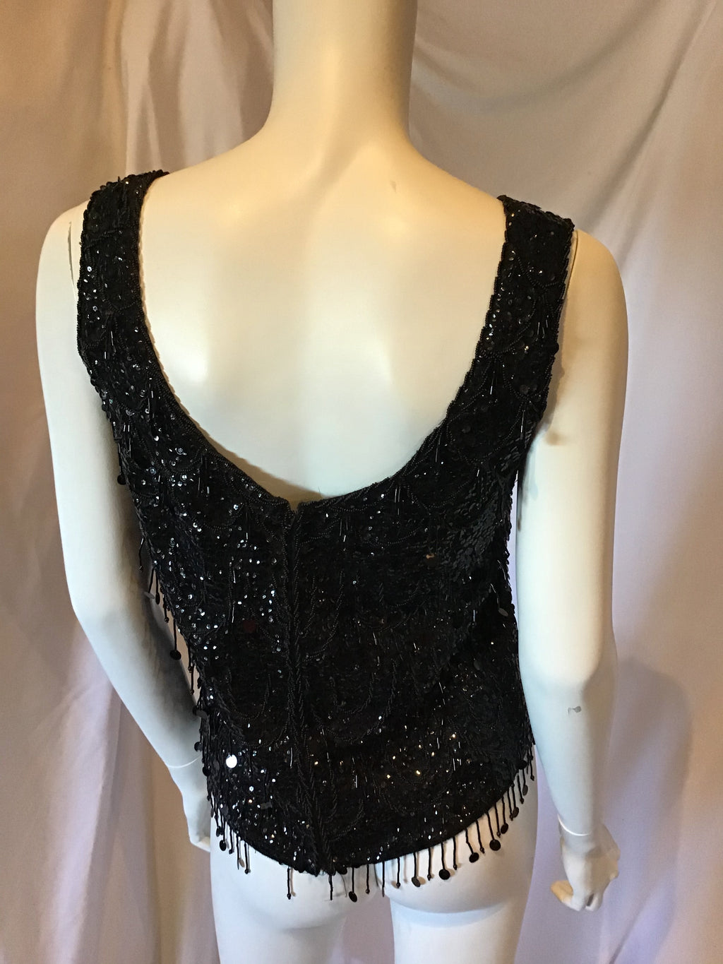 1960s Black Beaded  Shell Top-medium