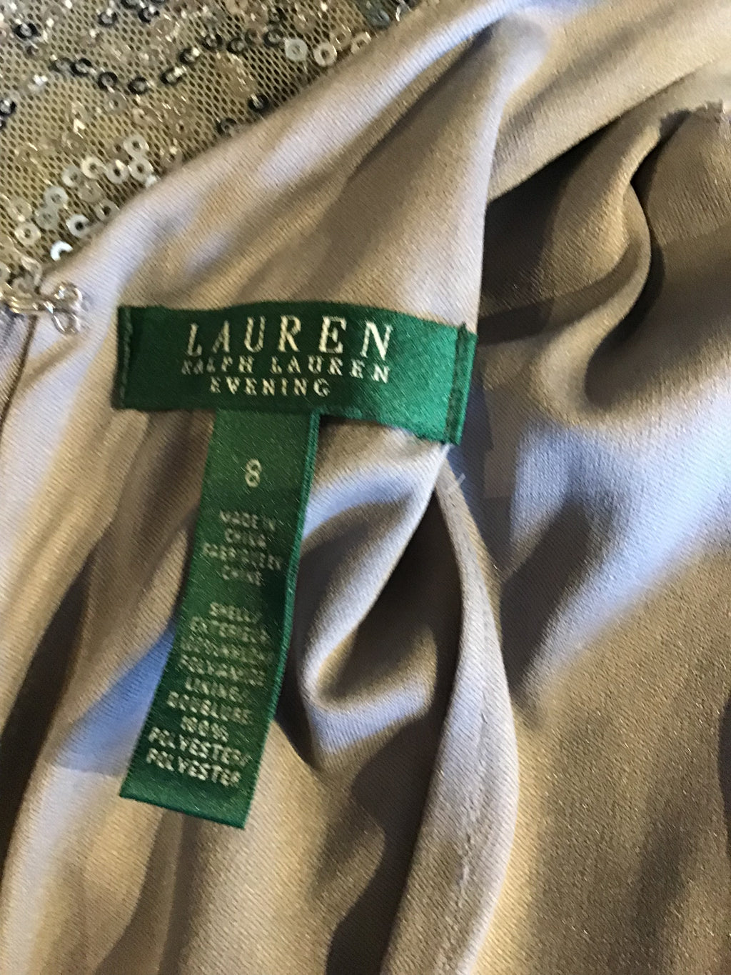 2000 Ralph Lauren Silver Sequined Evening Gown