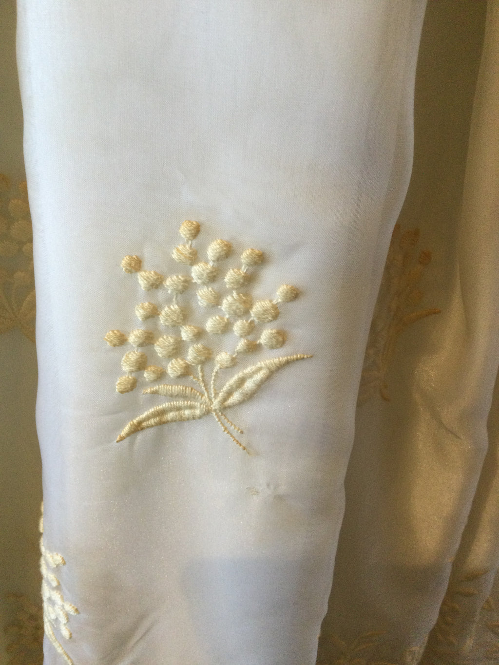 1950's Cream Strapless Cotillion with embroidery-Gown -size 8