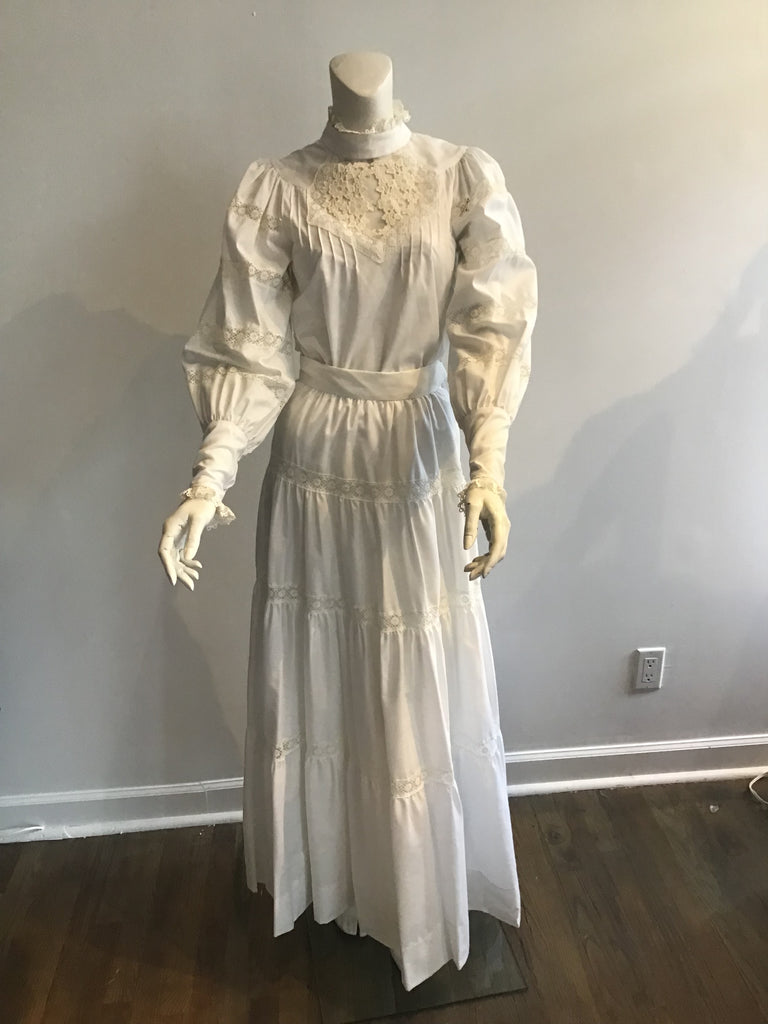 1970s Brenner Couture 2 Piece Victorian Style Dress