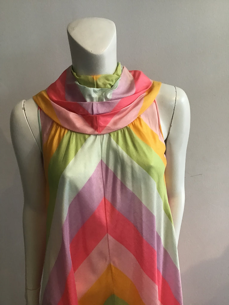 1960s Shantung Silk Striped Evening dress