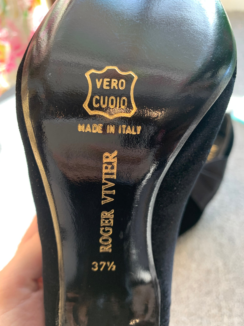 Roger Vivier Black Velvet shoes with bow-size 37 1/2