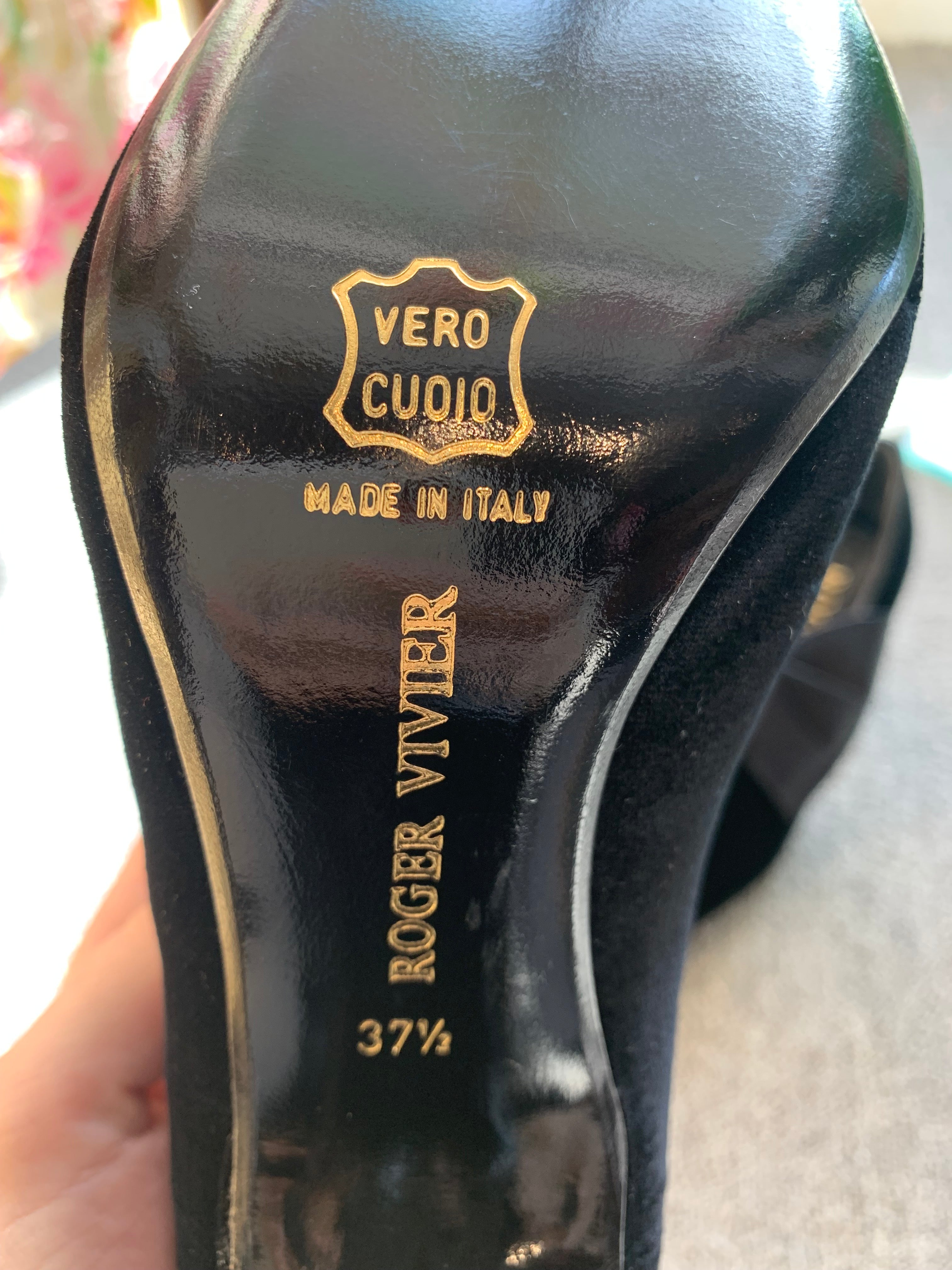 Roger Vivier Black Velvet shoes with bow-size 37 1/2