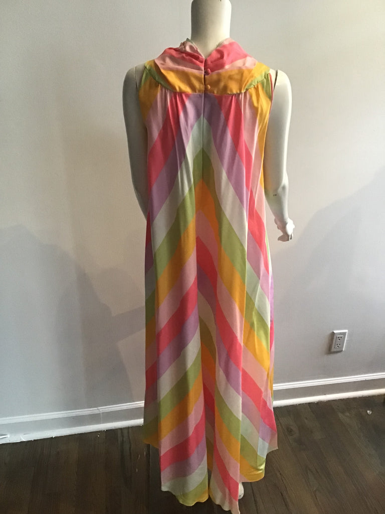1960s Shantung Silk Striped Evening dress