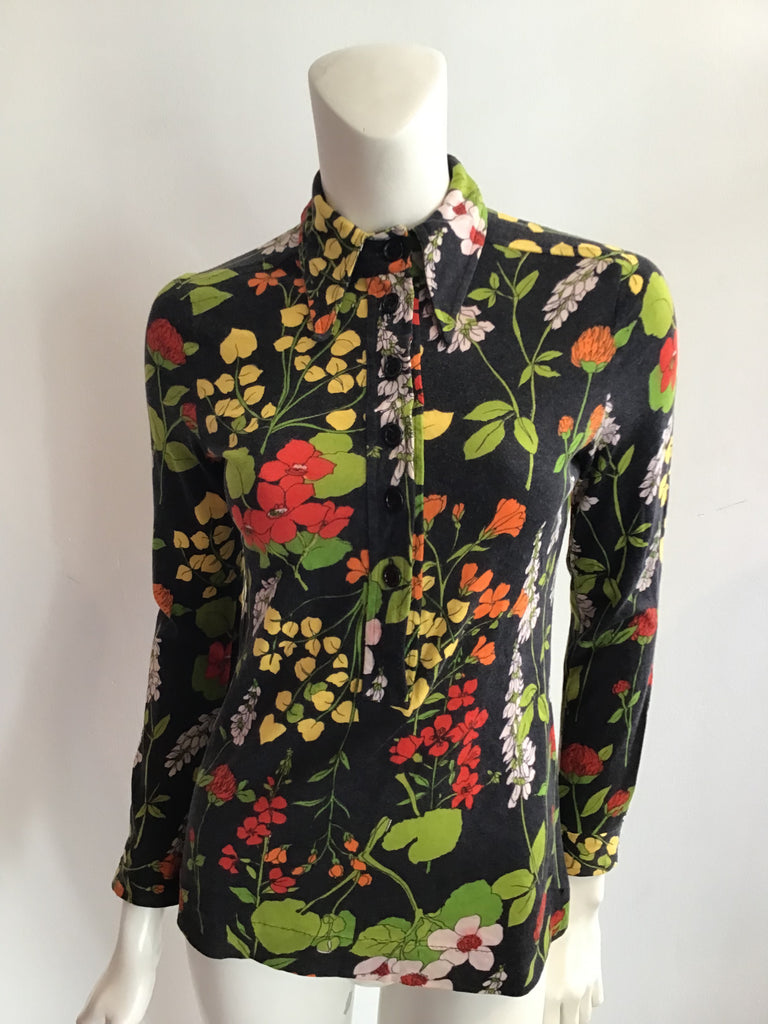 vintage 1970s anne klein floral shirt