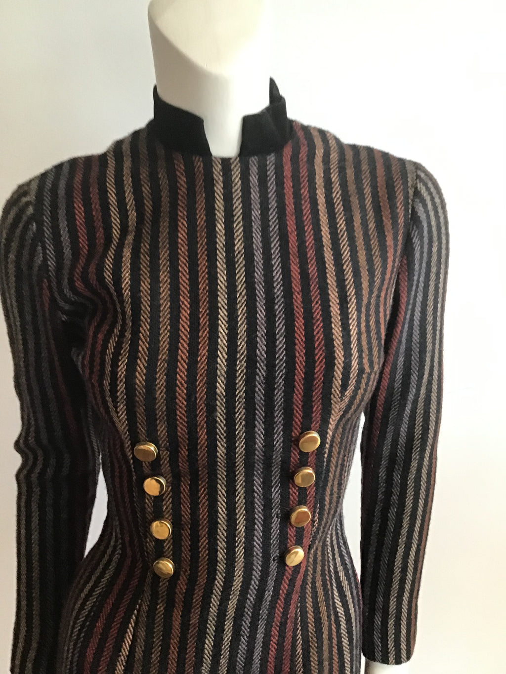 1950's Anne Fogerty Wool Striped Wiggle Dress size 4