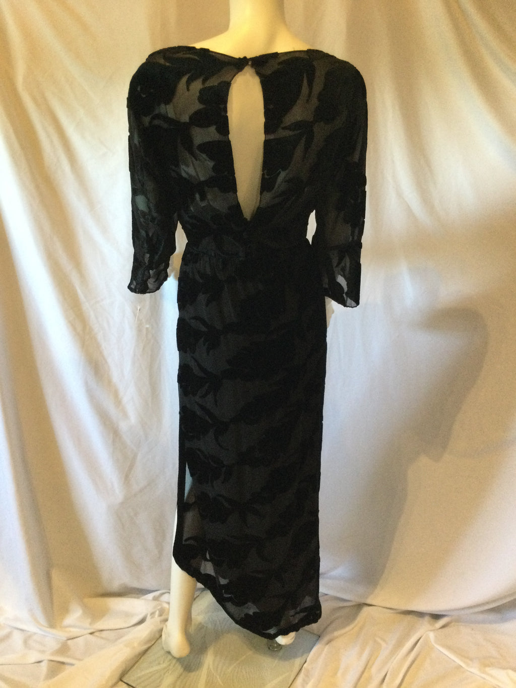 1980's Black Velvet Evening Gown-size 8